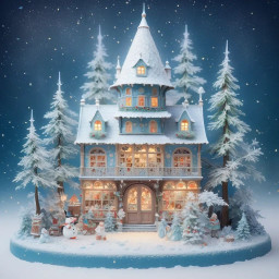 christmas castle surrounded by a magical winter landscape adorned with festive decorations sparkling lights and snow covered turrets inspired by ghibli art style with a warm enchanting glow download 33